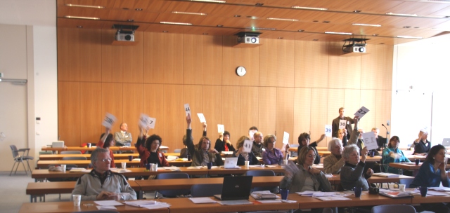 Die Delegierten bei der Abstimmung 